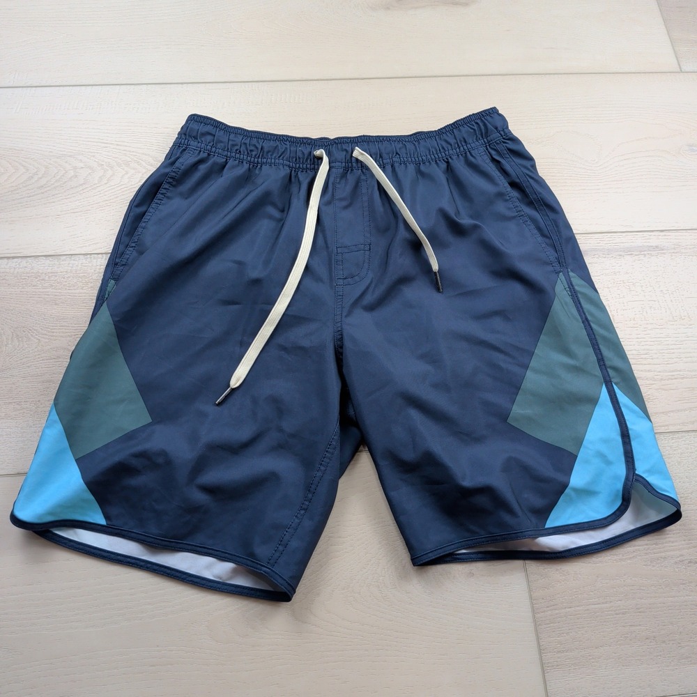Fair Harbor The Anchor Swim Trunks Lined Blue Colorblock Mens M Beach Surf